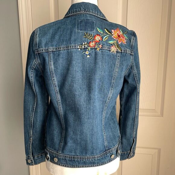 Old Navy Embroidered Denim Jacket (Medium Wash) - Small - Picture 5 of 14